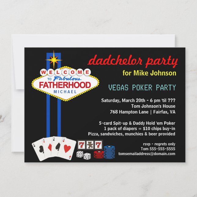 Dadchelor Party - Vegas Casino Style Invitations (Front)