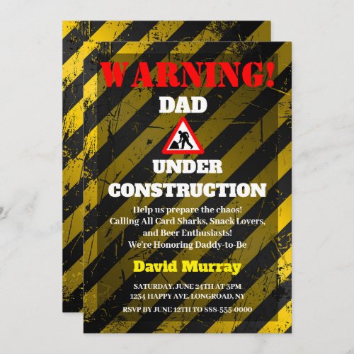 Dadchelor Party  Warning DAD Under Construction Invitation