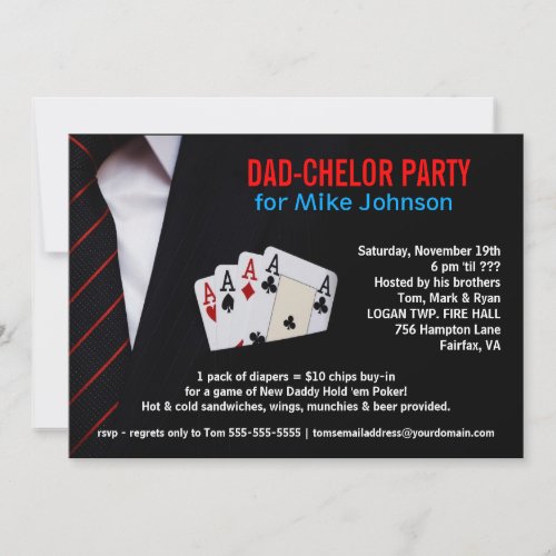 Dadchelor - Sophisticated Poker Party Invitations