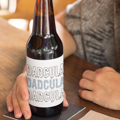 Dadcula Blue Halloween _ Spooky Fun for Dads Brew Beer Bottle Label