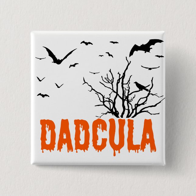 Dadcula Orange Dripping Font Flying Bats Button (Front)