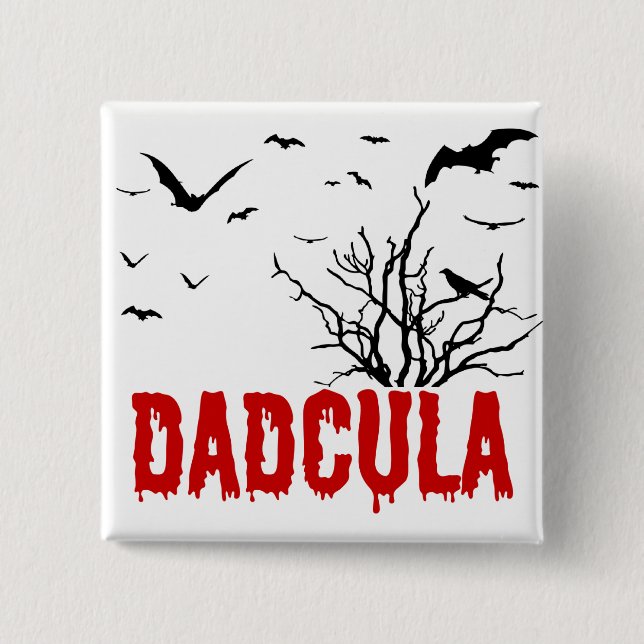 Dadcula Red Dripping Font Flying Bats Button (Front)