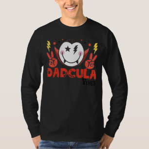 Dadcula Vibes Retro Halloween Vampire Face Happy F T-Shirt