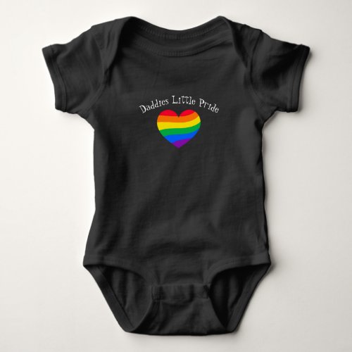 Daddies Little Pride Rainbow Heart Baby Bodysuit