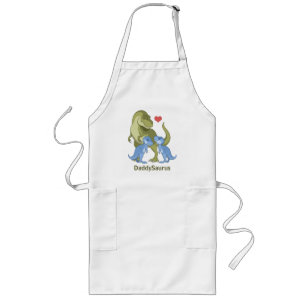 DaddSaurus T-Rex & Twin Baby Boy Dinosaurs Long Apron