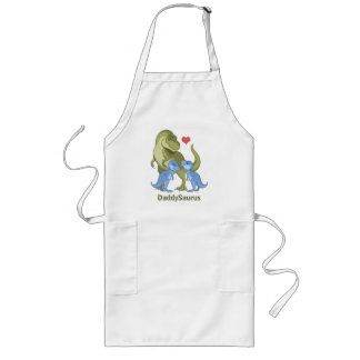 DaddSaurus T-Rex & Twin Baby Boy Dinosaurs Long Apron