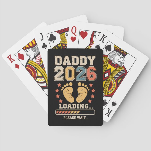 Daddy 2026 Loading Baby Announcement Expecting Dad Poker Cards (Back)