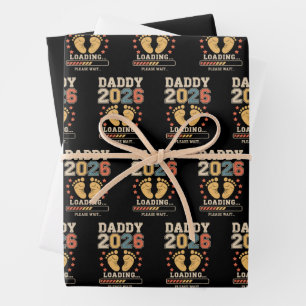 Daddy 2026 Loading Baby Announcement Expecting Dad Wrapping Paper Sheets