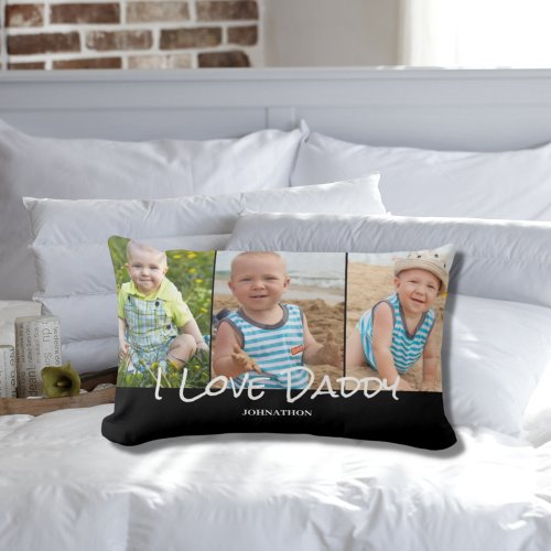 Daddy 3 Photo Collage  Lumbar Pillow