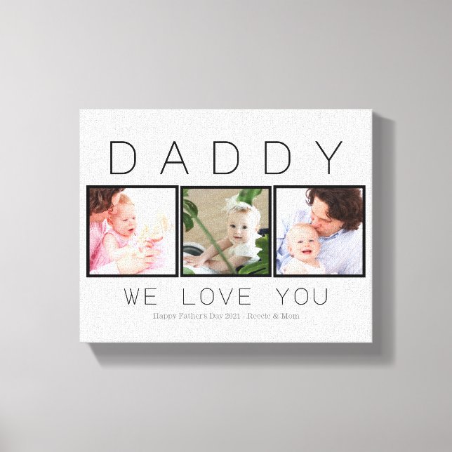 Daddy 3 Photo Father's Day Canvas Print (Front)