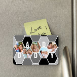 Daddy 5 Photo 5 Letter Honeycomb Photo Collage Magnet<br><div class="desc">Honeycomb photo magnet, personalized with 5 of your favorite photos and printed with a 5 letter name, such as DADDY. The design features a honeycomb photo collage in a monochrome color palette of black white and gray. For alternative colors and different length names, please browse my store in the Honeycomb...</div>