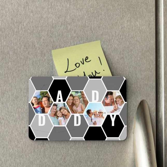 Daddy 5 Photo 5 Letter Honeycomb Photo Collage Magnet (Creator Uploaded)
