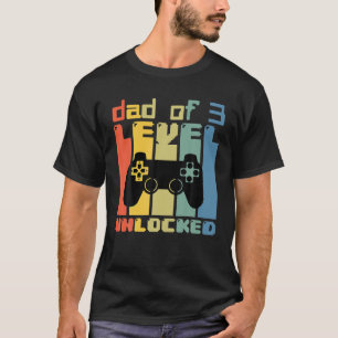 Daddy Again Leveled Up To Dad Of 3 Dad Level T-Shirt