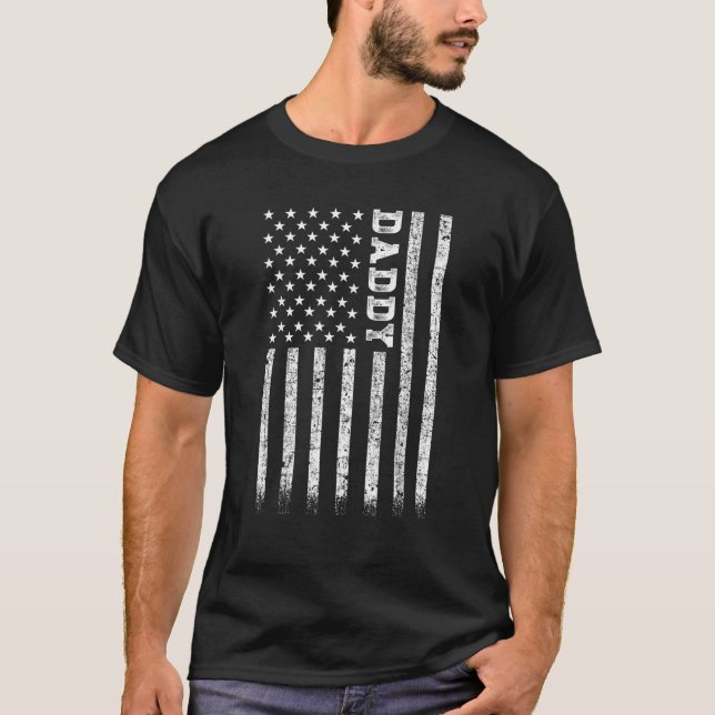 Daddy American Flag T Shirt (Front)