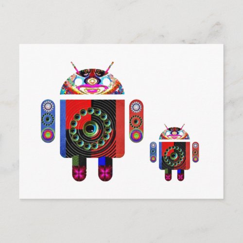 Daddy and Baby Android  _  Art101 by Navin Postcard