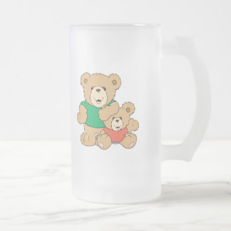 Daddy and Baby Boy Bear Frosted Glass Beer Mug