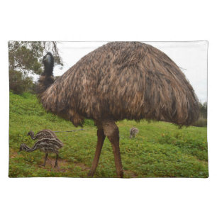 Daddy And Baby Emus, Cloth Placemat