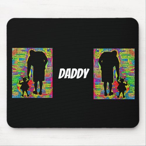 Daddy and Baby teaching learning silhouette Mouse Pad