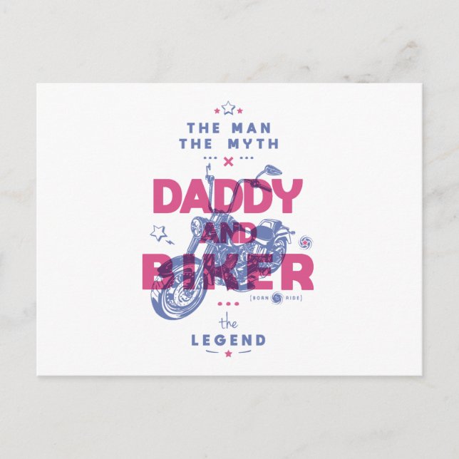 Daddy and biker the man the myth the legend postcard (Front)