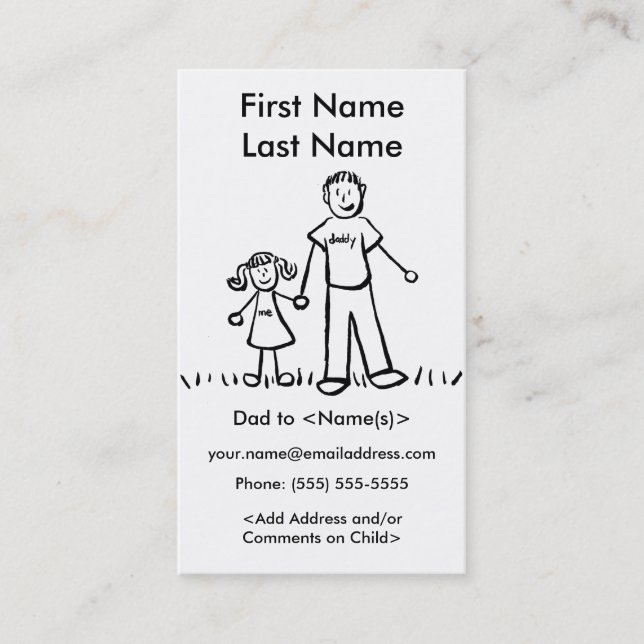 Daddy and Daughter Custom Calling Playdate Cards (Front)