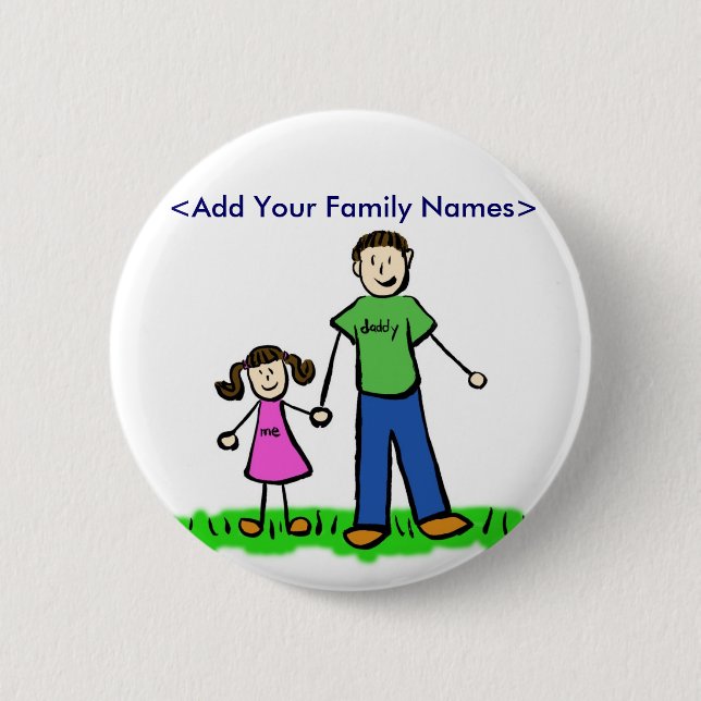 Daddy and Daughter Family Personalized Name Button (Front)