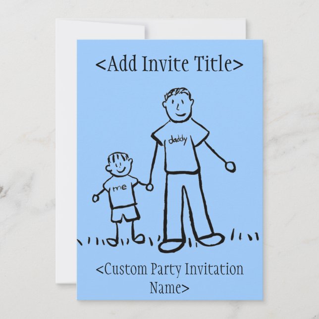 "Daddy and Me" Little Boy Invitation or Invites (Front)