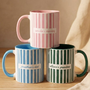 Daddy and Mommy   Custom Stripes Baby Announcement Mug