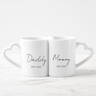Daddy and Mommy Personalized Established Year Coffee Mug Set
