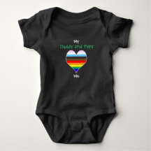 Daddy and Papa Rainbow Heart Baby Bodysuit