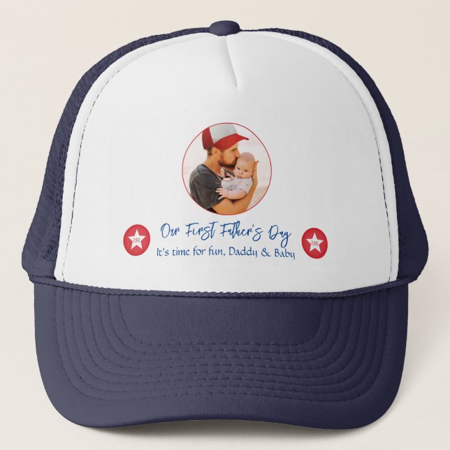 Daddy Baby Cute Modern Simple First Fathers Day Trucker Hat (Front)