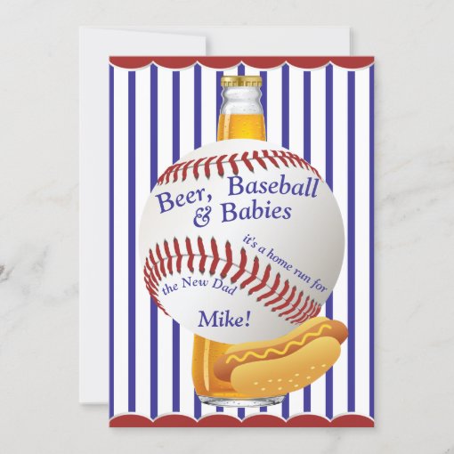 Daddy Baby Shower Beer Baseball and Babies Invitation Zazzle