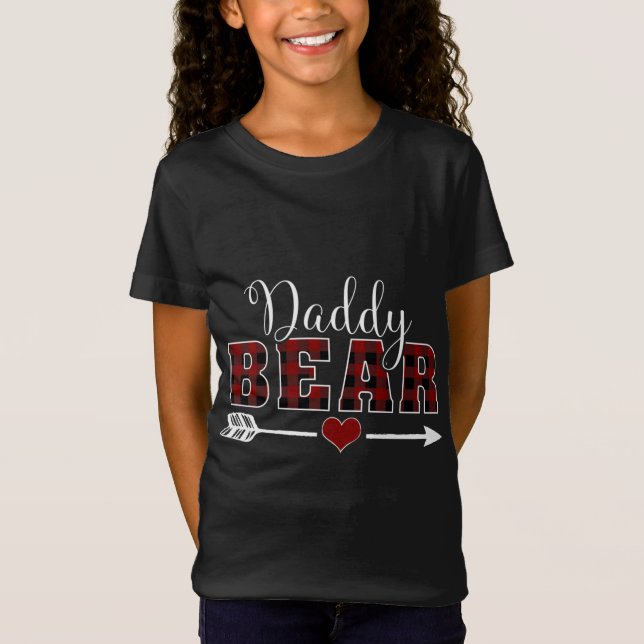 Daddy Bear Buffalo Plaid Arrow Heart Dad Christmas T-Shirt (Front)