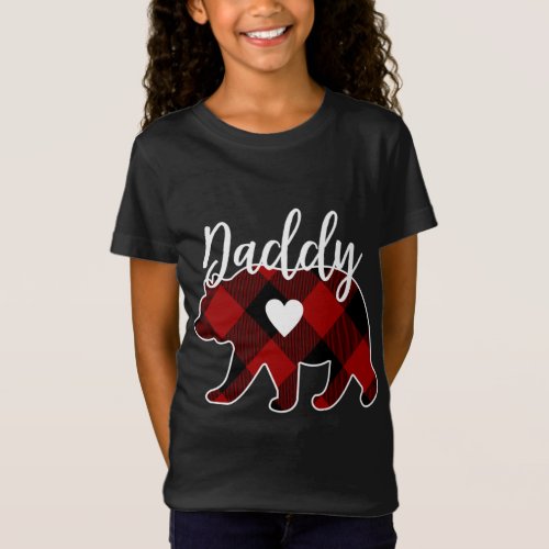 Daddy Bear Christmas Buffalo Plaid Red White And B T_Shirt