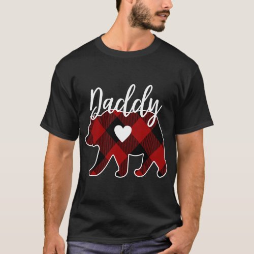 Daddy Bear Christmas Buffalo Plaid Red White And B T_Shirt