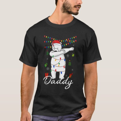 Daddy Bear Dabbing Lights Santa  Christms Family X T_Shirt