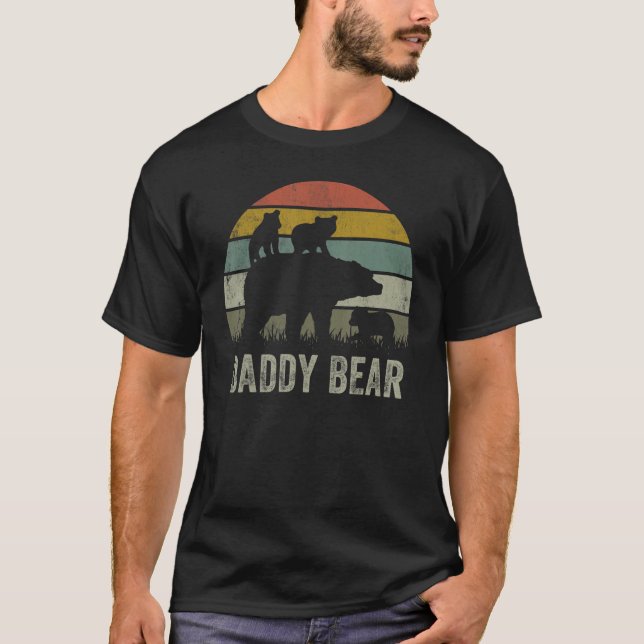 Daddy Bear  Dad Matching Family Cub 3 Kids Father' T-Shirt (Front)