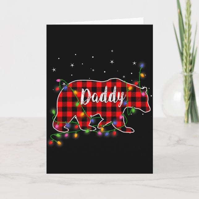Daddy Bear Red Plaid Christmas Pajama Family Gift  Card (Front)