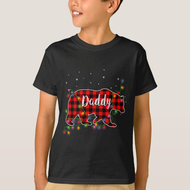 Daddy Bear Red Plaid Christmas Pajama Family Gift  T-Shirt (Front)