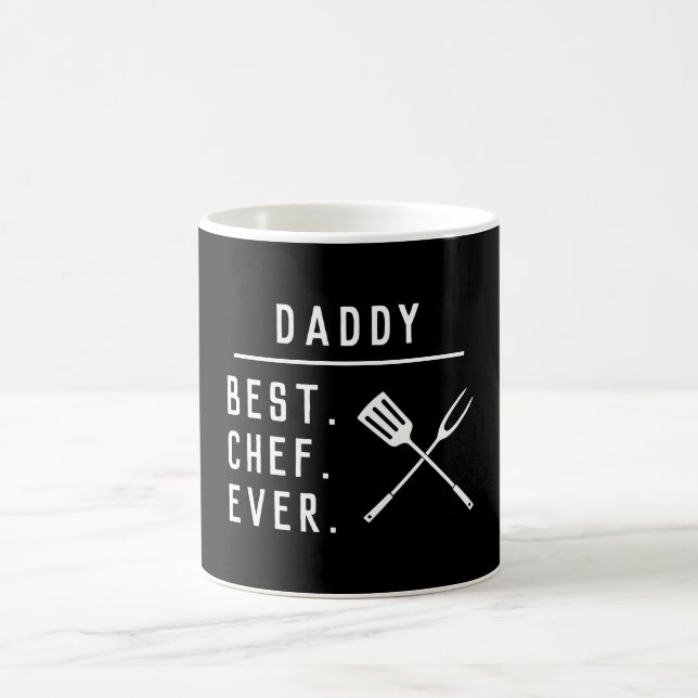 Daddy Best Chef Ever Black & White BBQ Utensils Coffee Mug (Center)