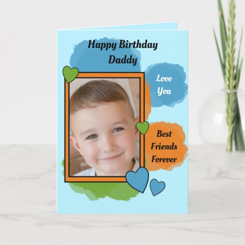 Daddy best friends birthday blue photo card