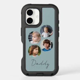Daddy Blue Grey Kids Modern Photo Collage Template iPhone 16 Case