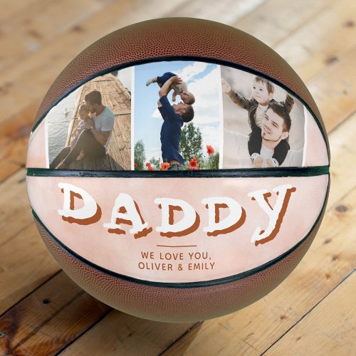 Daddy Blush Orange Family 3 Photo Collage Keepsake Basketball