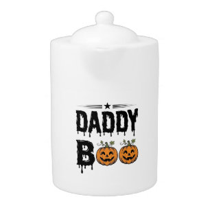 Daddy Boo Vintage Halloween Pumpkin Shirt Design_1 Teapot