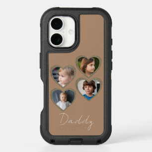 Daddy Brown Hearts Four Kids Photo Collage  iPhone 16 Case