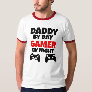 Daddy by Day Gamer by Night Funny Gamers T-Shirt