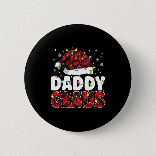 Daddy Claus Merry Christmas Santa Hat Family Match Button (Front)