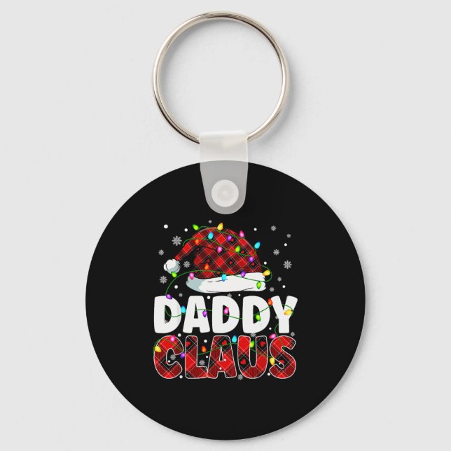 Daddy Claus Merry Christmas Santa Hat Family Match Keychain (Front)