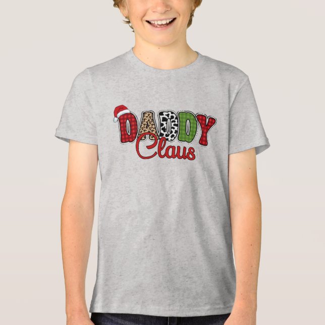 Daddy Claus Plaid Design  Tri-Blend Shirt (Front)