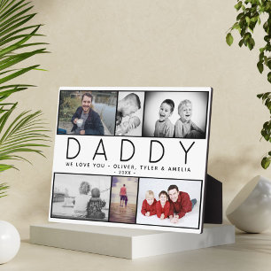 Daddy Cute Modern 6 Photo Collage Father`s Day Plaque