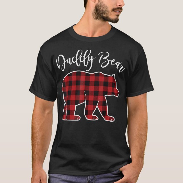 Daddy Dad Bear Pajama Red Buffalo Xmas Family Chri T-Shirt (Front)